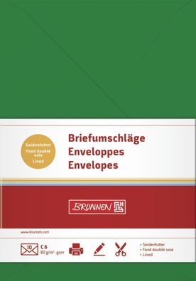 Brunnen Briefumschläge C6 80g grün mit Seidenfutter 10er