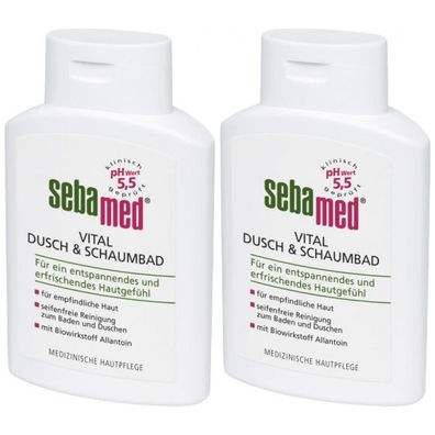 30,88EUR/1l 2 x Sebamed Vital Dusch + Schaumbad Flasche 200 ml