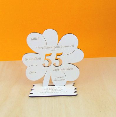 Vintage Weiß Kleeblatt 16 cm zum 55. Geburtstag Geldgeschenk für Männer