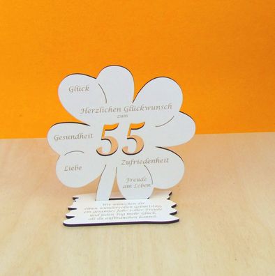 Kleeblatt 16 cm in Vintage weiß 55. Geburtstag Gutscheingeschenk oder Geld 14