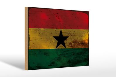 Holzschild Flagge Ghana 30x20 cm Flag of Ghana Rost Deko Schild wooden sign
