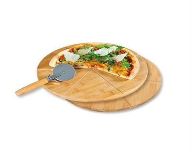 Kesper 2 Pizzateller Holzteller Pizzaschneider Servierteller 32cm 4000270584657