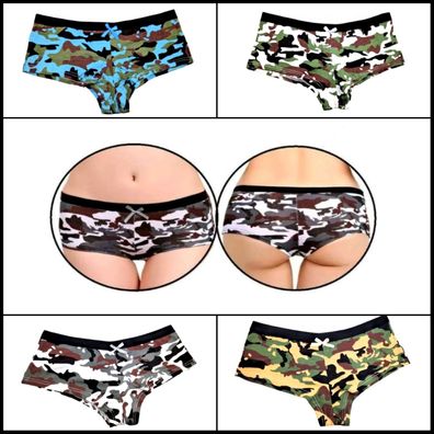 Damen Unterhose Panties Slip Unterwäsche Camouflage Army Reizwäsche XS S M L XL