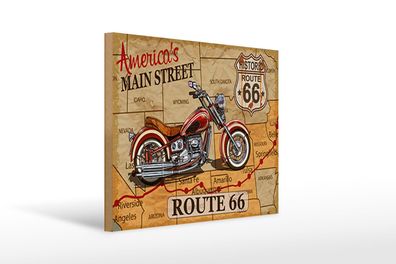 Holzschild Motorrad 40x30 cm America`s main street route 66 Schild wooden sign