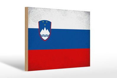 Holzschild Flagge Slowenien 30x20 cm Flag Slovenia Vintage Schild wooden sign