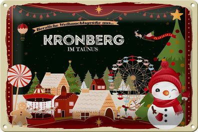 Blechschild Weihnachten Grüße Kronberg IM TAUNUS Geschenk Deko tin sign 30x20 cm