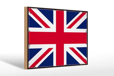 Holzschild Flagge Union Jack 30x20 cm Retro United Kingdom Schild wooden sign