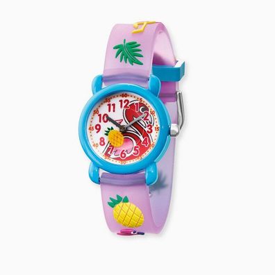 Kinderuhr - Flamingo multicolor - hellblau-violett