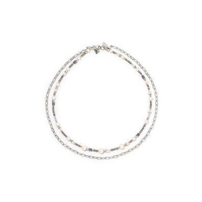Collier - Edelstahl -Classic Layer silber grau