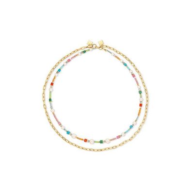 Collier - Edelstahl gold - Layer multicolor