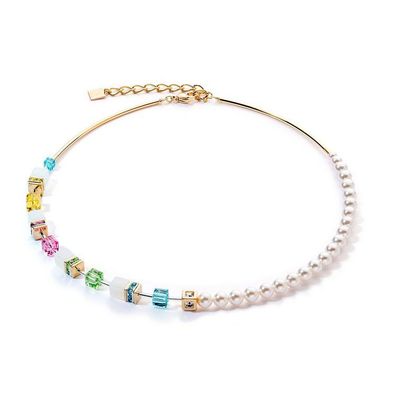 Collier - Edelstahl Gold - GeoCubes multicolor