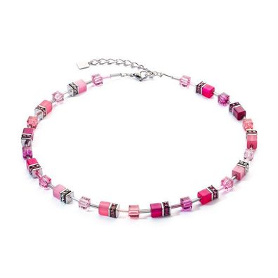 Collier - Edelstahl - GeoCube Magenta