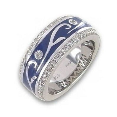 Ring 54 - Sterlingsilber Emaille - silber/ blau