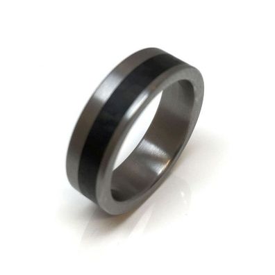Ring 55 - schwarz/ silberfarben - Edelstahl Carbon