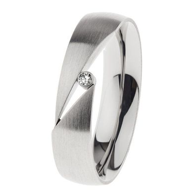 Ring 56 - Edelstahl mattiert - Brillant 0,02ct