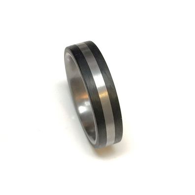Ring 62 - Edelstahl Carbon - schwarz/ silberfarben
