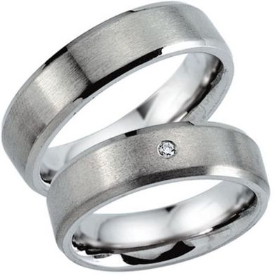 Partnerringe - Titan Brillant 0,02ct - silber/grau