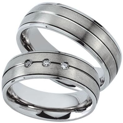 Partnerringe - Titan Brillant 0,015ct - silber