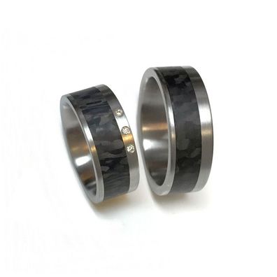 Partnerringe - Edelstahl Carbon - grau/anthrazit