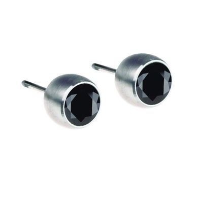 Ohrstecker - Edelstahl Zirkonia - silber/ schwarz