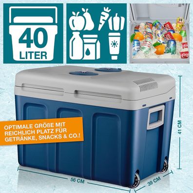 Blau Elektrische Kühlbox 40 Liter mit Kühlen Warmhaltefunktion 2in1 XXL