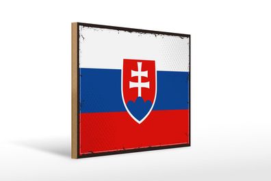 Holzschild Flagge Slowakei 40x30 cm Retro Flag of Slovakia Schild wooden sign