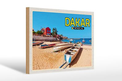 Holzschild Reise 30x20 cm Dakar Senegal Strand Meer Urlaub Schild wooden sign