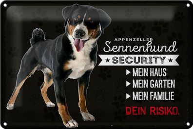 Blechschild Spruch 30x20 cm Sennenhund Security mein Haus Schild tin sign
