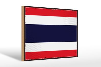 Holzschild Flagge Thailands 30x20 cm Retro Flag of Thailand Schild wooden sign