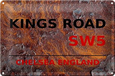 Blechschild London 30x20 cm England Chelsea Kings Road SW5 Deko Schild tin sign