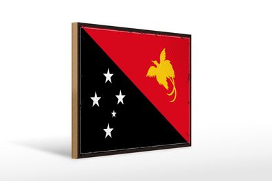Holzschild Flagge Papua?Neuguinea 40x30cm Retro New Guinea Schild wooden sign