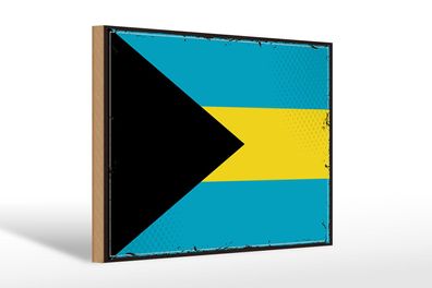 Holzschild Flagge Bahamas 30x20 cm Retro Flag of Bahamas Deko Schild wooden sign