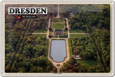 Blechschild Städte Dresden Deutschland Großer Garten 30x20 cm Schild tin sign