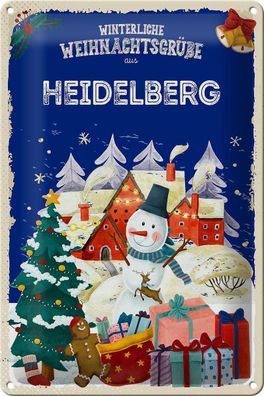 Blechschild Weihnachtsgrüße Heidelberg Geschenk Deko Schild tin sign 20x30 cm