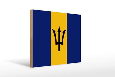 Holzschild Flagge Barbados 40x30 cm Flag of Barbados Deko Schild wooden sign