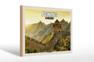 Holzschild Reise 30x20 cm Peking China Die Große Mauer Deko Schild wooden sign