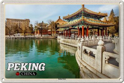 Blechschild Reise 30x20cm Peking China Beihai Park Wanddeko Schild tin sign