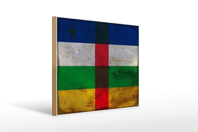 Holzschild Flagge Zentralafrikanische Republik 40x30 cm Deko Schild wooden sign