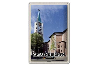 Blechschild Städte Gelsenkirchen Alstadtkirche Deko 20x30 cm Schild tin sign