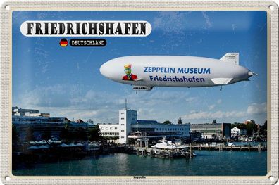 Blechschild Städte Friedrichshafen Zeppellin Deko 30x20 cm Schild tin sign