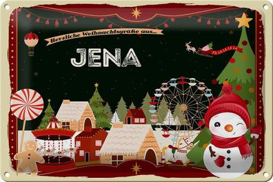 Blechschild Weihnachten Grüße JENA Geschenk FEST Deko Schild tin sign 30x20 cm