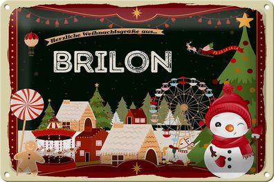 Blechschild Weihnachten Grüße aus BRILON Geschenk Deko Schild tin sign 30x20 cm