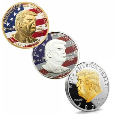 Set mit 3 Stück Donald Trump Medaillen USA (Med203)