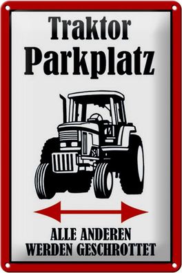 Blechschild Parken 20x30 cm Traktor Parkplatz links rechts Deko Schild tin sign