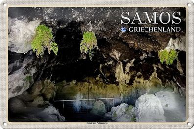 Blechschild Reise 30x20 cm Samos Griechenland Höhle des Pythagoras tin sign