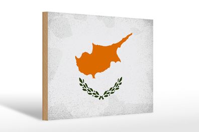 Holzschild Flagge Zypern 30x20 cm Flag of Cyprus Vintage Deko Schild wooden sign