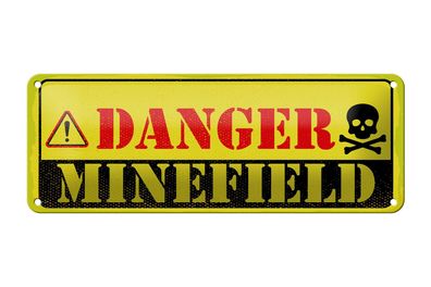 Blechschild Achtung Danger Mine Field Minenfeld 27x10 cm Deko Schild tin sign