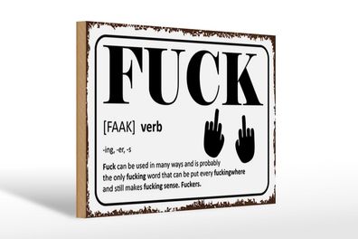 Holzschild Spruch 30x20 cm FUCK Verb can be used in many Deko Schild wooden sign