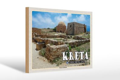 Holzschild Reise 30x20 cm Kreta Griechenland Fortezza von Rethymno wooden sign