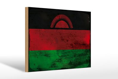 Holzschild Flagge Malawi 30x20 cm Flag of Malawi Rost Deko Schild wooden sign
